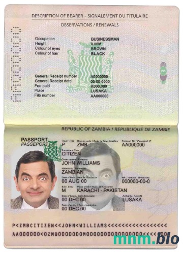 Zambia Passport editable PSD